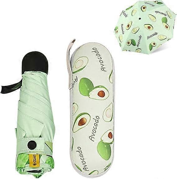 Bärbart hopfällbart reseparaply i fickformat, 6 ribbor grönt miniparaply med kapselbox, unisex