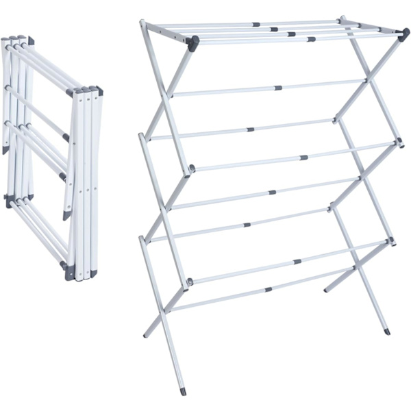 Space-Saving Clothes Drying Rack - 6-Tier Foldable Clothes Drying Rack with 11 Bars - Foldable and Extendable Clothes Drying Rack