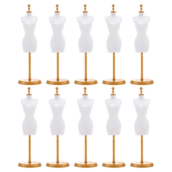 10 stk Mote Mannequin Dukke Klesformer Dukkeholder Kropp Base Stativ Dukkekles Mannequin Hvit 7,5 White 7.5X25CM