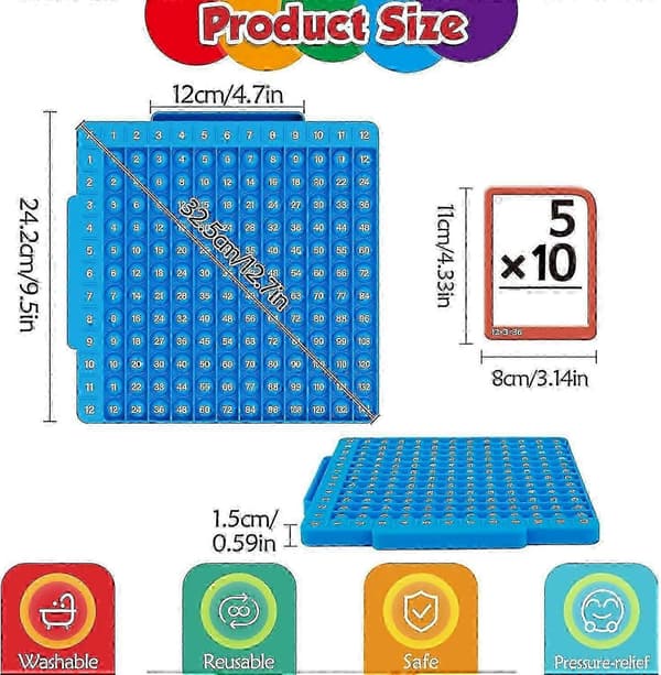Math Flash Cards + Math Board, Multiplication Flash Cards Times Table, Math Manipulatives Division, Addition, Subtraction Math Games Toys for Kids