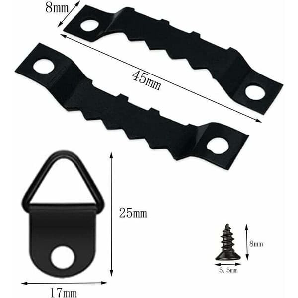 251-piece picture hanging kit with storage box and 150 screws, black