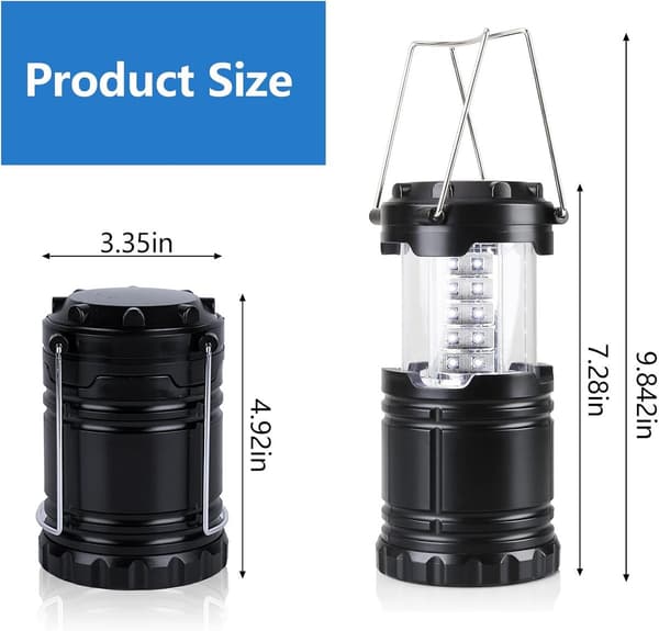 Battery-powered foldable camping lantern - 270 Lumen LED lamp for tents, hiking & emergencies, portable & compact