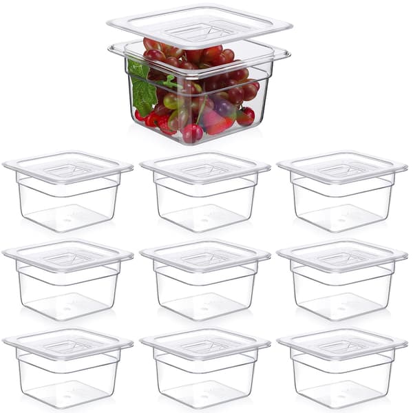 10 stk. 1/6 størrelse mad til tommer, 1,5 tommer 4 Inch (1.5 Quart)