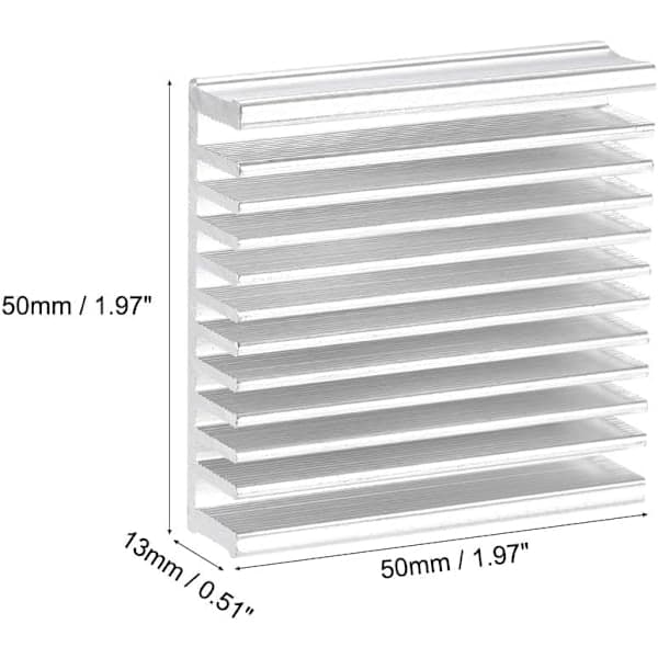 Elektronisk køleplade til MOS GPU IC-chip sølv 50 x 50 x 13 mm
