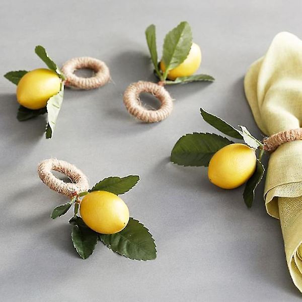 12 st Simulerings Citronväxt Servettringar Fruktmålspänne Hotellmodell Rum Servettring