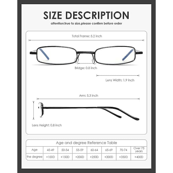 Slim Pocket Readers 3-Pack - Blue Light Blocking, Compact Glasses with Metal Frame and Pen Clip