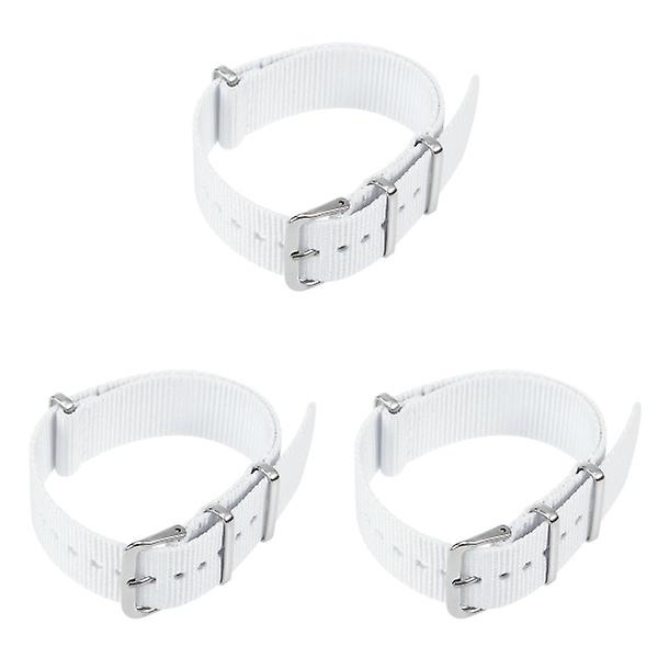 3pcs Nylon Watch Strap Replacement Heavy Duty Watch Bands Woven Wristband Strap 20mm (white)3pcs