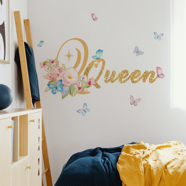 1 STK Personlige veggklistremerker med navn - Dekorative sommerfugler og blomster til barnerommet - Barneklistremerker - Selvklebende