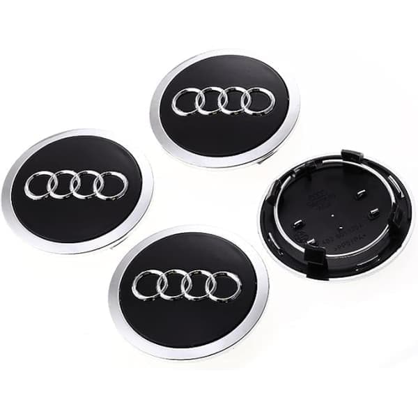4 st navkapslar för Audi 69MM, navkapsel aluminium+ABS, centrumkåpa, ABS biltillbehör