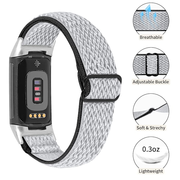 Fitbit Charge 5 -ranneke Nylon Harmaa/Musta (BT)