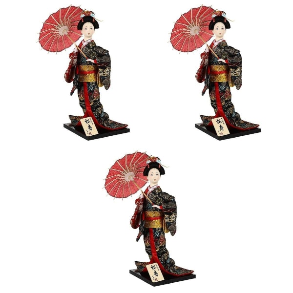 3 kpl Japanilainen Geisha Oriental Nukenukke Koristeellinen Geisha Nukenukke Pöytäkoriste 3 kpl 31X17X17CM 3pcs 31X17X17CM