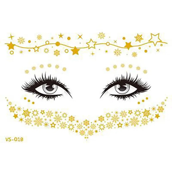 Face Tattoo Sticker, Freckle Tattoo, Face Tattoo for Women, Metallic Water Transfer Temporary Tattoo for Costume Party, 8 Sheets.
