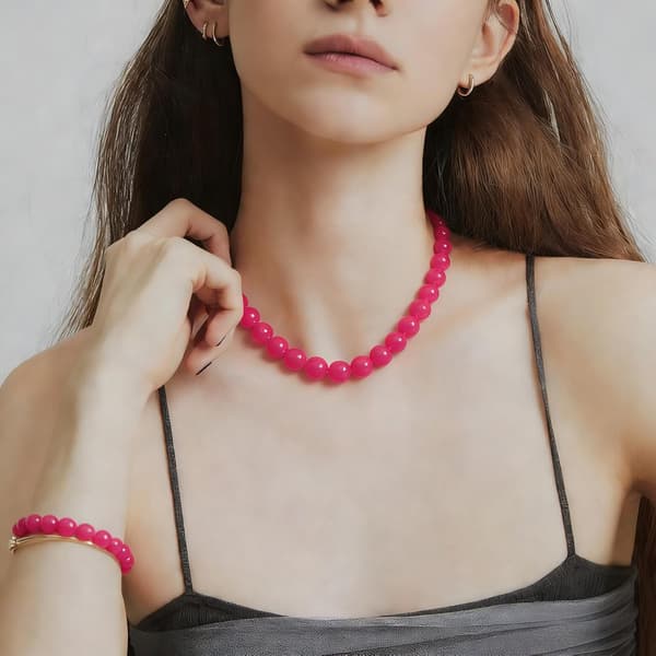 Chunky perlekjede armbånd rosa Pink