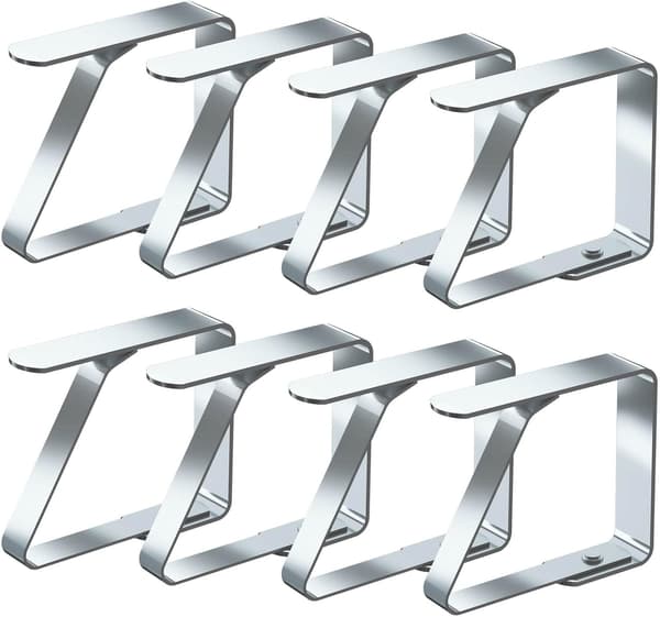 Dukklämmor 8-pack Rostfritt Stål Bordsklämmor Dukhållare, för Bord 1-3 cm Tjocka (4 cm x 8-pack)
