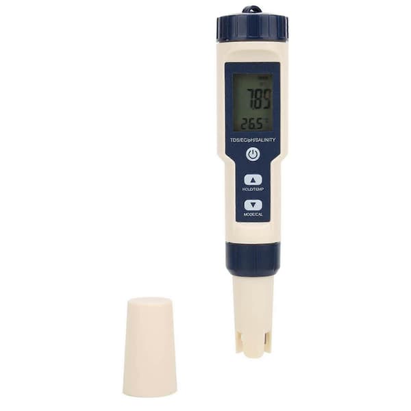 Water Quality Tester, Portable 5-in-1 Function Digital Water Quality Tester PH/Salinity/Temp/TDS/EC Meter for Garden, Home and Laboratory