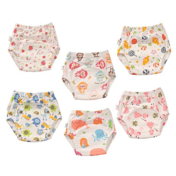 6-pack Unisex Cotton Reusable Potty Training Waterproof Training Pants Style 3 100 style 3 100 style 3 100