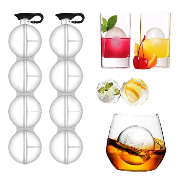 2-pak isform til isterninger, runde isterninger, isterningbakke, kugler, plast transparent