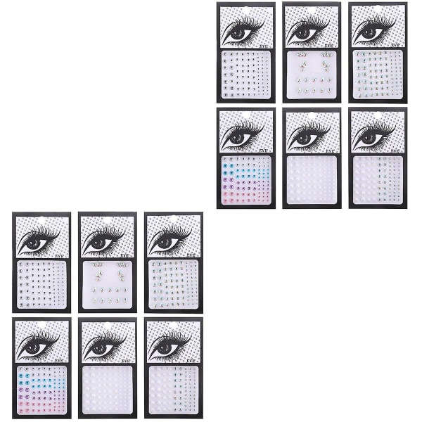 18 ark Eye Face Gems Glitter Stickers Face Jewels Rhinestone Make-up Accessory12 ark0,3x0,3cm 12 sheets 0.3x0.3cm