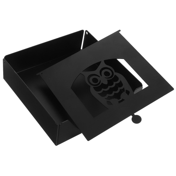 Owl Silhouette lautasliinapidike ruokapöydän lautasliinateline Vintage metallinen lautasliinateline pöydälle B Black 17.5X17.5X5.5CM
