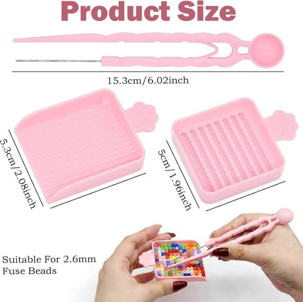 Bead Craft Tool - 3-Piece Tweezers, Tray, and Scoop for 2.6mm Beads - DIY Essential