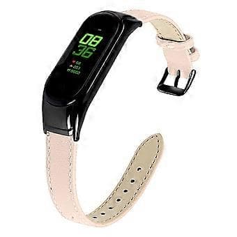 For Xiaomi Smart Band 8 Genuine Leather Strap with Black Watch Case Style J Style J