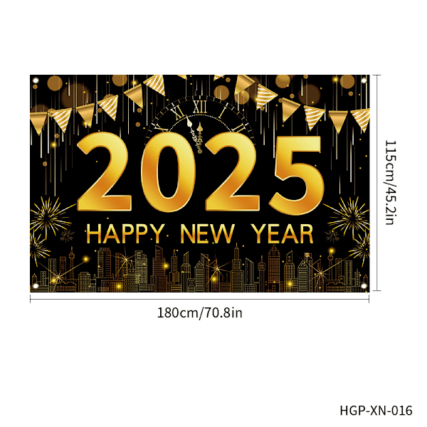 Svart och guld Happy New Year Bakgrund Nedräkning Fest Cheers till det nya året Julafton Dekoration Tillbehör Fotobås Rekvisita