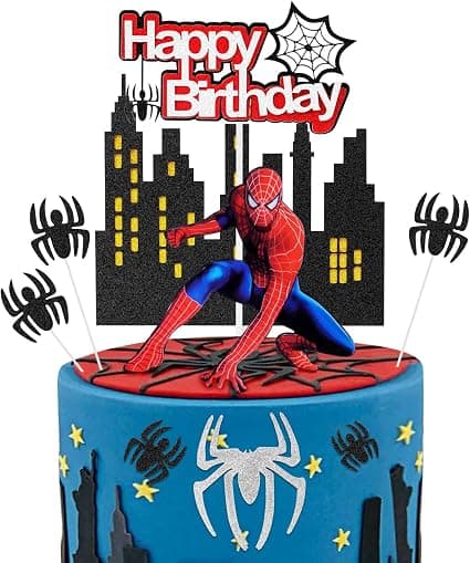 Spiderman Kagepynt 9 stk Fødselsdagskagepynt Superheltefest