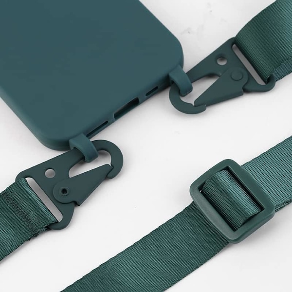 Deks Kompatibel med iPhone 13 Crossbody Silikon Myk Matt, Justerbar Halsrem Stilig Støtsikkert Deks - Mørk