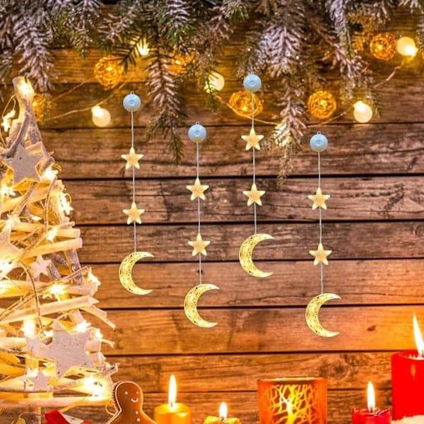 Christmas Star Window Lights, 3-pack LED Hanging Lights with Suction Cups (B) b