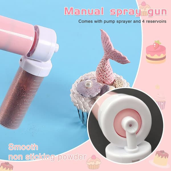 Manual Airbrush for Cake Decoration, DIY Baking Cake Airbrush Pump Decorating Tool Cake Spray Gun Kit