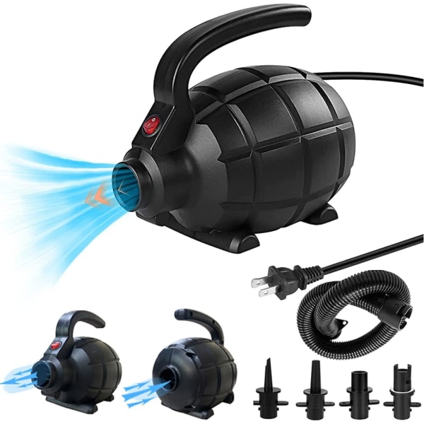 Elektrisk Luftpumpe for Oppblåsbare Lufttumblebane Gymnastikkmatte, Flåte Båt Elektrisk Pumpe med 4 Dyser (AC 110-120V (600W))