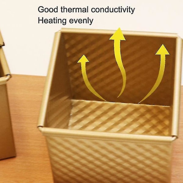 Fyrkantig Toastlåda Icke-klibbig Vattenkub Toastform - 8772 8x7.5x6.5cm Guld Utan Korn