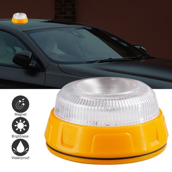 Oranssi LED-majakka magneettivilkku keltainen ajovalo vilkkuu + valkoinen valo