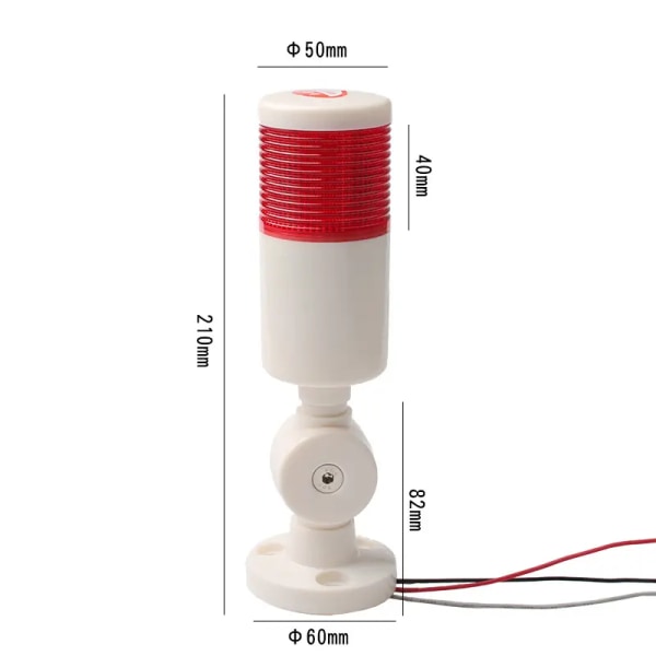 Industrielt signallys LED-alarm Rundtårn Kontinuerlig lysindikator Advarselslampe (rød12-24V)