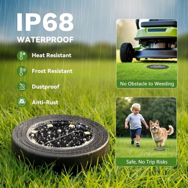2-pack Solar Lights for Outdoor Use, 8 LED, Waterproof IP68 Solar Garden Lights