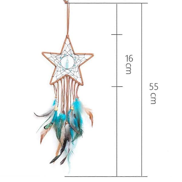 Energy Stone Pendant Feather Dream Catcher Hanging Decor Home Wall Ornament with LED String Light