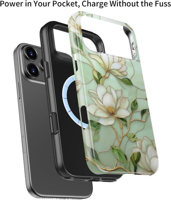 for iPhone 17 Pro Max Case Cute - Wireless Charging Compatible - Dual Layer Hard Shell + Silicone Protection - Aesthetic Protective Phone Case for Women -