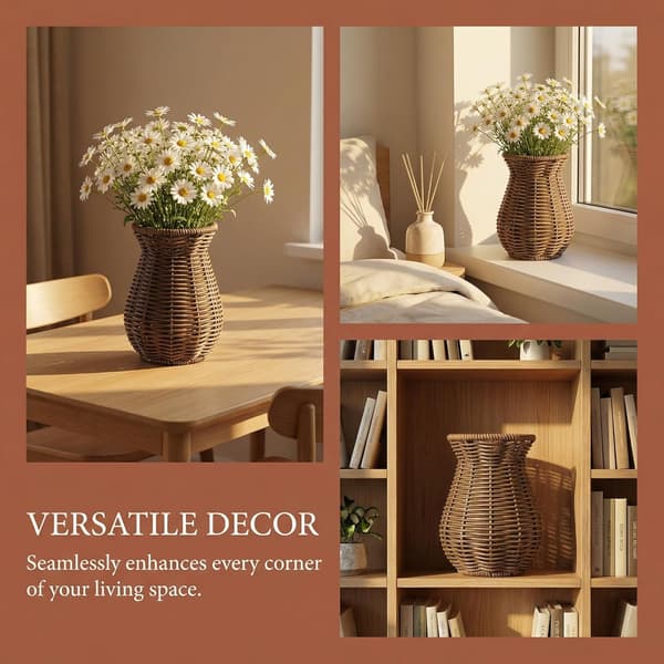 Lille Rattan Vase til Blomster 5.7\"