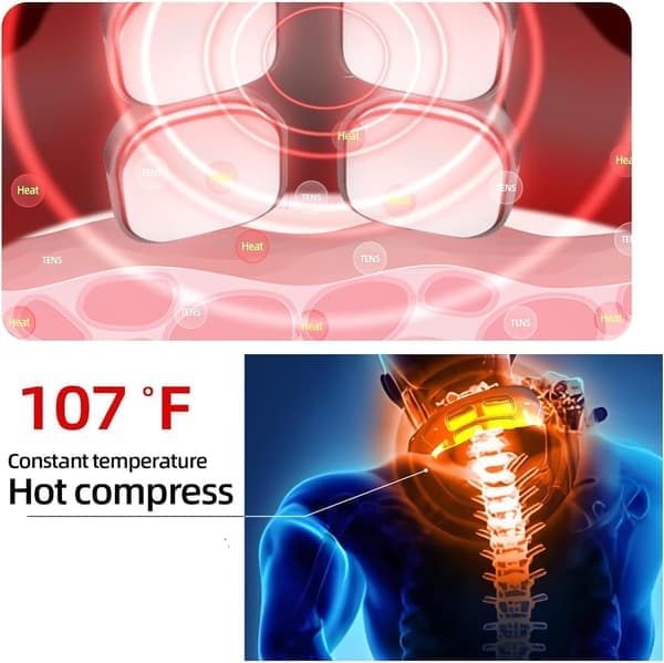 6-Mode Neck Massager and Heat | 9-Level Electric Pulse Therapy for Home and Office, 4-Node Shiatsu Deep Tissue Relief (Ho)