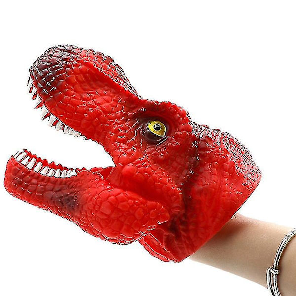 Dinosaurie Handdocka Dinosauriehuvud Handskar Dinosaurie Leksaker Spel Presenter För Pojkar Mjuk Lim Handdockor Röd