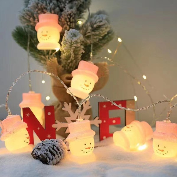 Joulun LED-lumiukkovalot, Joulupukin lumiukon pään koristevalot, piha, juhlat battery 2 metros y 10 luces