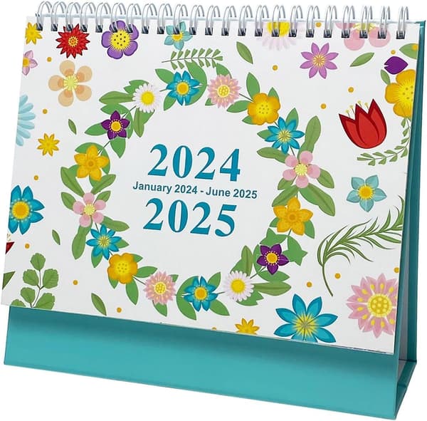 2024 - 2025 Skrivebordskalender - Stående Flip Skrivebordskalender, Januar 2024 Til Juni 2025, 18 Måneder -