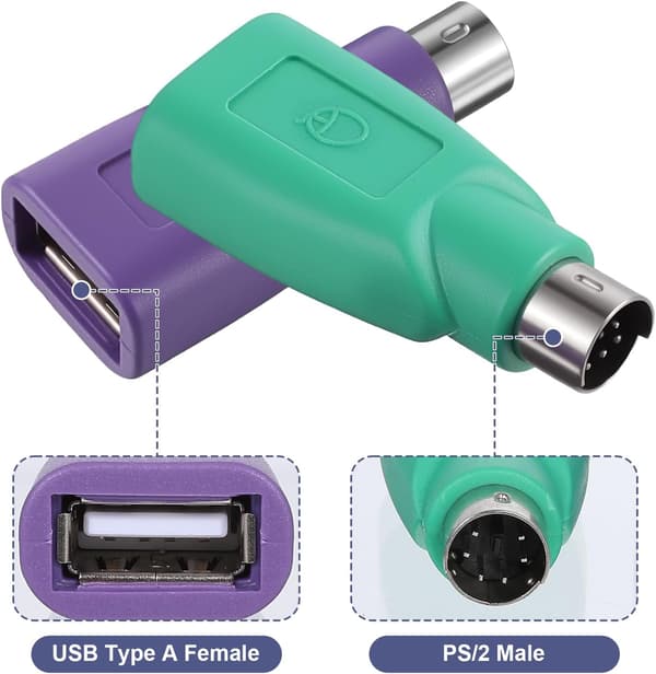 4 kpl PS/2-USB-sovitin korvaava