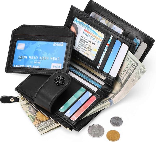 Små plånböcker för kvinnor Läder Bifold Plånbok Kvinnor RFID-blockerande Börs