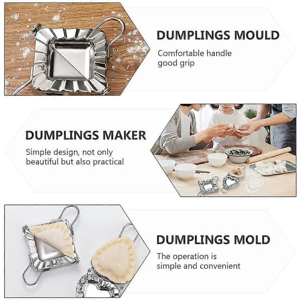 1st Square Dumpling Wrapper Tool Stainless Steel Dumpling Maker Dumpling Mold [DB] Silver 9.50X9.00X1.50CM Silver 9.50X9.00X1.50CM