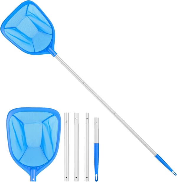Pool Surface Skimmer, Leaf Skimmer with Sturdy Fine Mesh Net and 1.28m Detachable Aluminum Handle