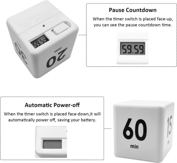 Rubiks Kubus Timer - Hvid, 1-3-5-10 minutter