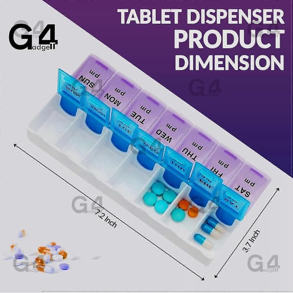 Heavy Duty 7-Day Pill Box Vitamin Medicine Tablet Dispenser Organizer Weekly Storage Case for PM AM