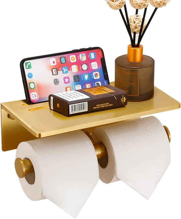 Toiletpapirholder, Rustfrit Aluminium Dobbelt Rulle Toilet P