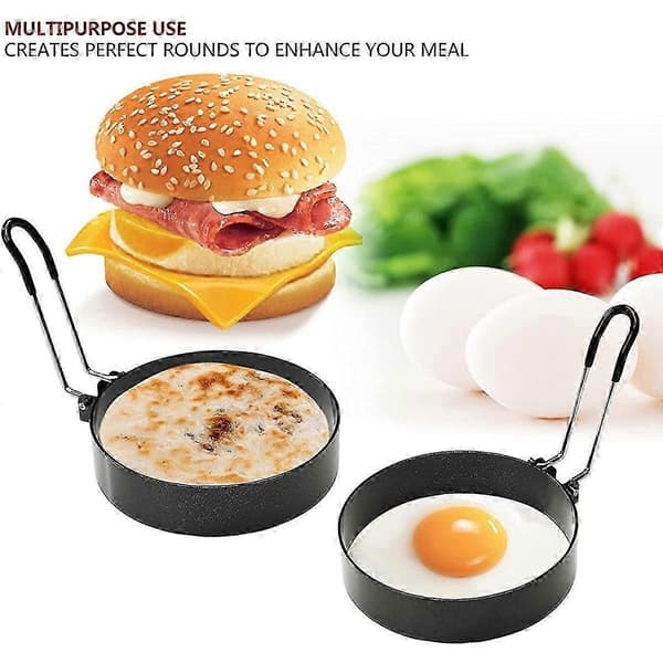 Egg Yolk Breakfast Omelet Ring Thick Omelet Mold with Silicone Applicator Brush (4 pcs)